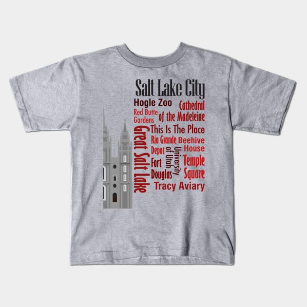 Sights of Salt Lake City Kids T-Shirt by photokapi